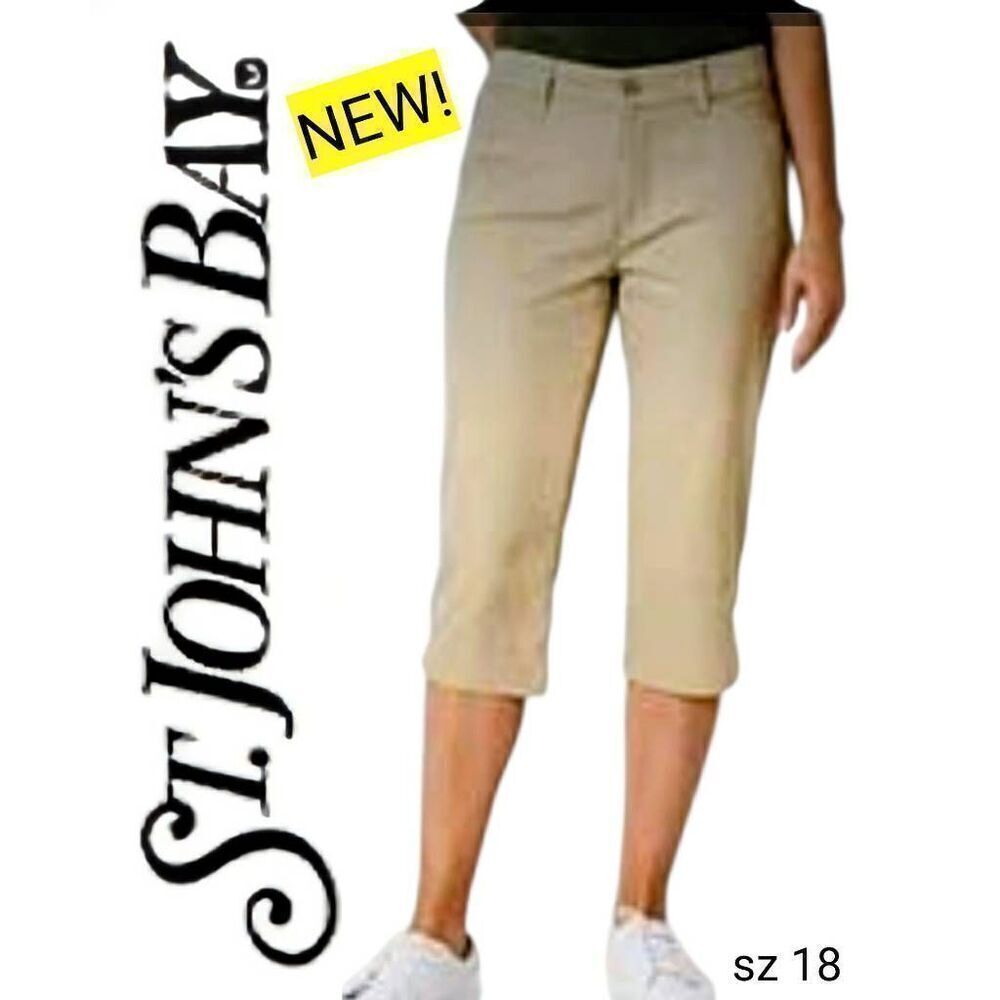 St. John's Bay Secretly Slender Slimming Tan Biscotti Capri Pants Cropped Jeans